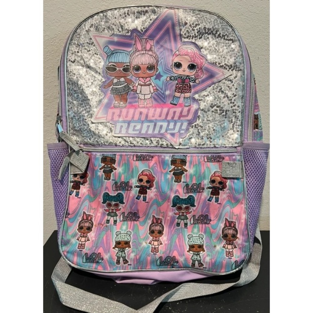 L.O.L. Surprise! Backpack Runway Ready Sequin School Bag Large Purple Glitter